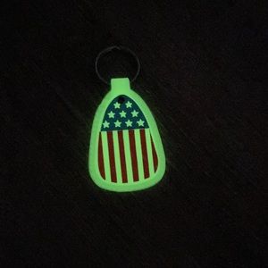 Vintage keychain glow in the dark American Flag Weyand Fisheries Wyandotte Mich